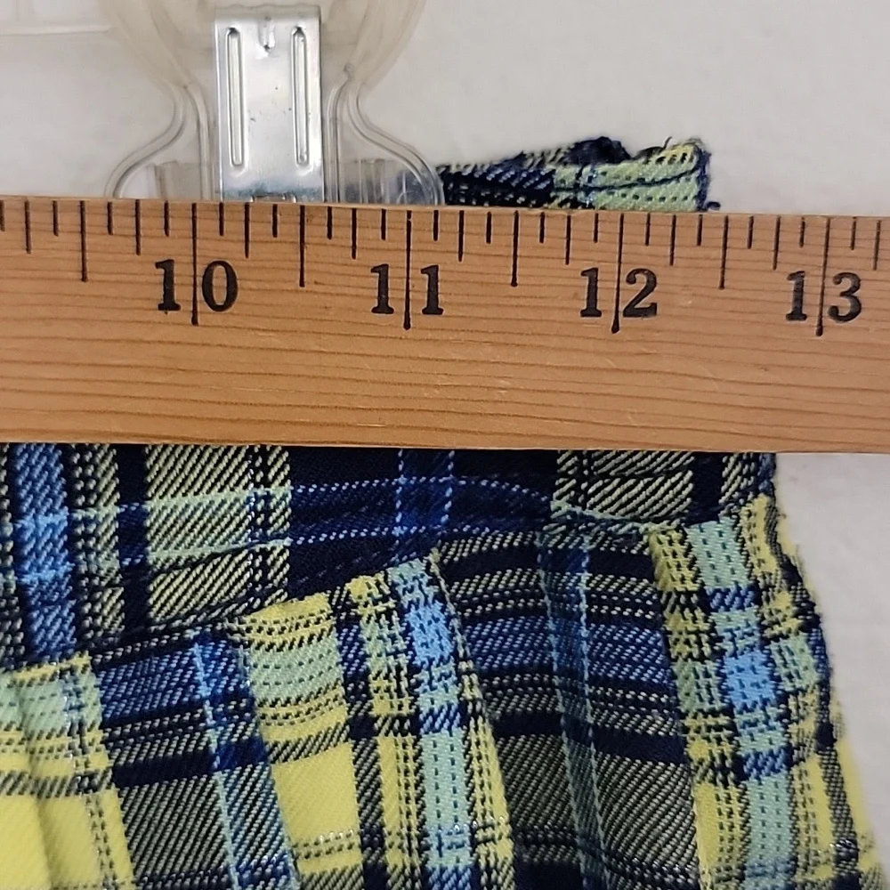 Justice Blue & Yellow Plaid Flannel Skorts Girls 14